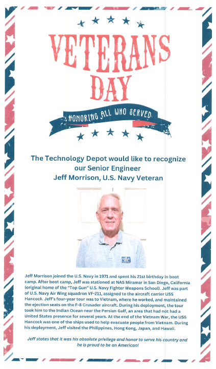 A graphic celebrating Jeff Morrison's service in the United States Navy